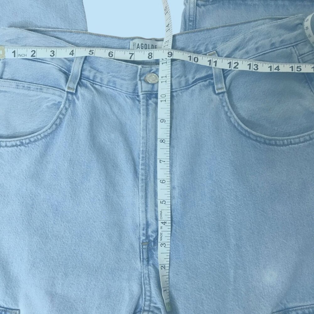 AGOLDE Minka Wide Leg Cargo Pocket Denim Jeans Light Blue High Rise 30 x 31 - Picture 5 of 12
